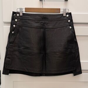 Diesel Black Gold Leather Skirt in Black